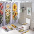 thumbnail image 1 of Watercolor Wildflowers Shower Curtain Sets with Rugs 4 Piece Rustic, 1 of 8