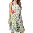 thumbnail image 1 of Watercolor Wildflowers Spring Summer (3) Spring Summer Dresses for Women Fashion T-shirt Dress Casual Sleeveless Loose Sundress with Pockets, 1 of 5