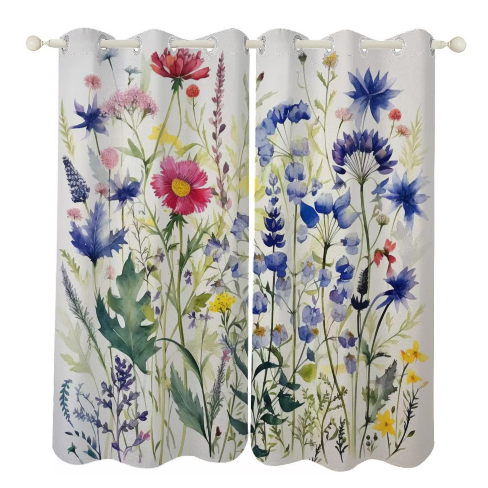 Watercolor Wildflowers Spring Summer Sunshade Curtains Home Bedroom ...