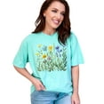 thumbnail image 1 of Watercolor Wildflowers T-Shirt, Botanical Floral Print Tee, Hand-Painted Flower Design, Artistic Nature-Inspired Shirt, Casual Summer Top, Chalky Mint Comfort Colors T-Shirt, XL, 1 of 1
