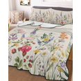 thumbnail image 1 of Watercolor Wildflowers Twin Size Down Alternative Comforter, Lightweight Comforter Quilt Bedding Set with Pillow Shams Farmhouse Botanical Flowers Herbs All Seasons Bed Comforter Duvet Insert 68"x86", 1 of 7