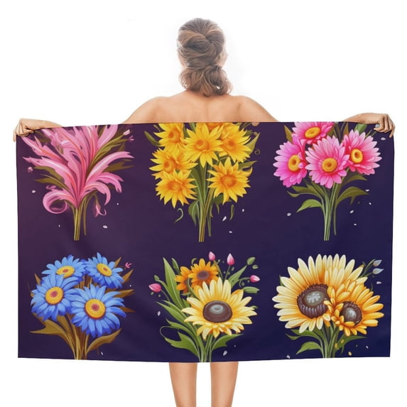 Watercolor Wildflowers Ultra Fine Fiber Beach Towels for Travel And Quick Drying Absorbent Towels for Swimming