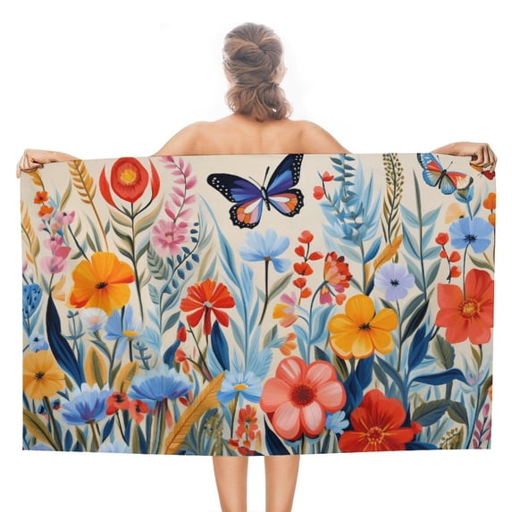 Watercolor Wildflowers Ultra Fine Fiber Beach Towels for Travel And Quick Drying Absorbent Towels for Swimming