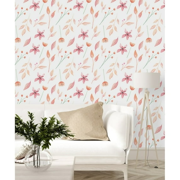 Watercolor Wildflowers Wallpaper Pre-Pasted - 25"W x 225"H