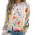 thumbnail image 1 of Watercolor Wildflowers Womens Oversized Sweatshirts Hoodies Crewneck Casual Tops Comfy FallWinter Clothes 2024, 1 of 7