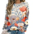 thumbnail image 1 of Watercolor Wildflowers Womens Oversized Sweatshirts Hoodies Crewneck Casual Tops Comfy FallWinter Clothes 2024, 1 of 7