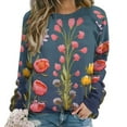 thumbnail image 1 of Watercolor Wildflowers Womens Oversized Sweatshirts Hoodies Crewneck Casual Tops Comfy FallWinter Clothes 2024, 1 of 7
