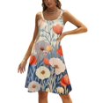 thumbnail image 1 of Watercolor Wildflowers Womens Summer Dresses Casual Sleeveless Tshirt Sundresses Vacation Beach Cover Up Dress, 1 of 8