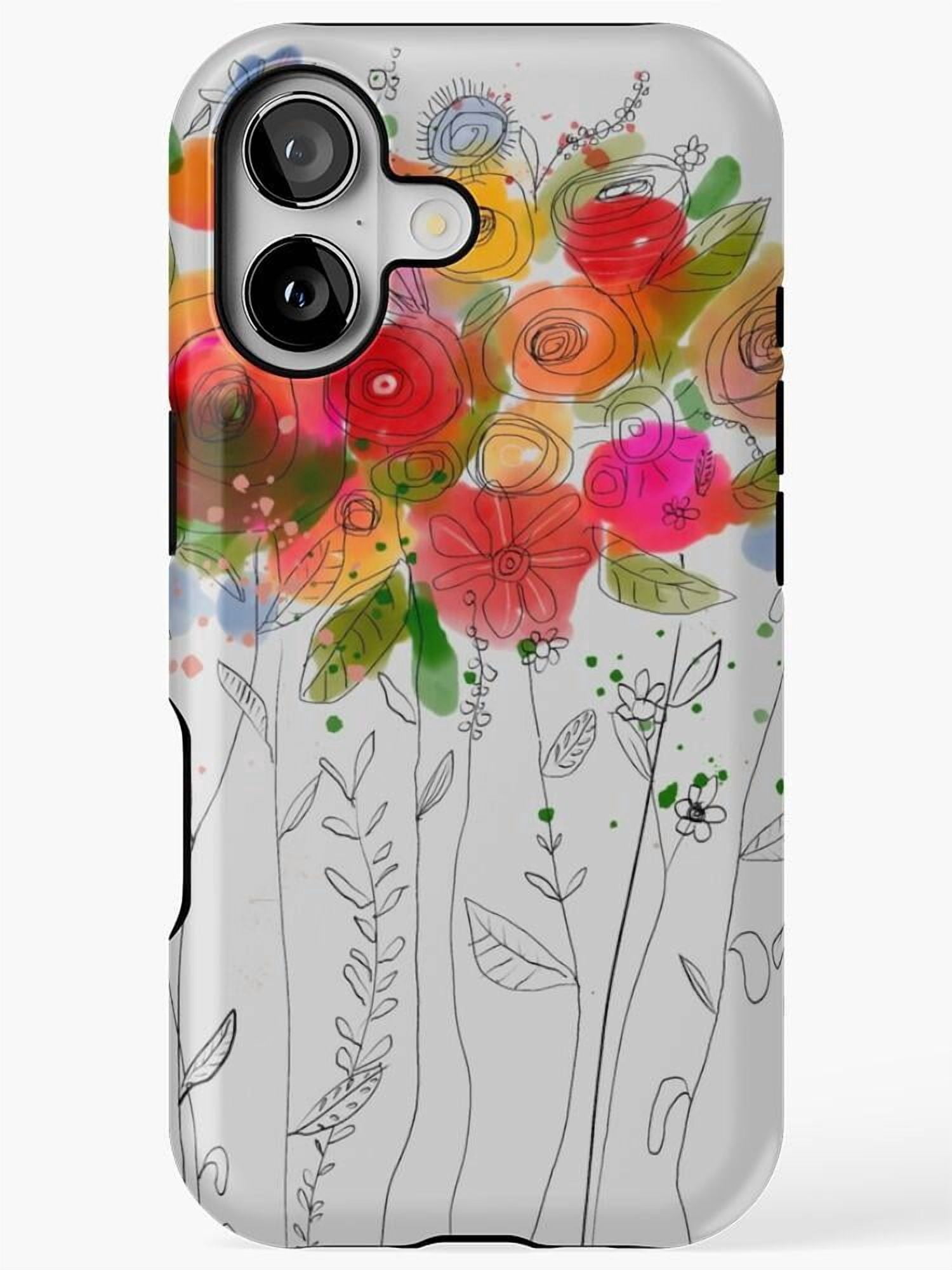 Watercolor Wildflowers and Botanical Line Art Tough Case for Select ...