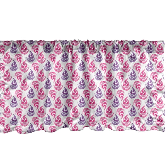 Ambesonne Watercolor Valance Pack of 2, Floral Handmade Motifs, 54"X12", Hot Pink Fuchsia White