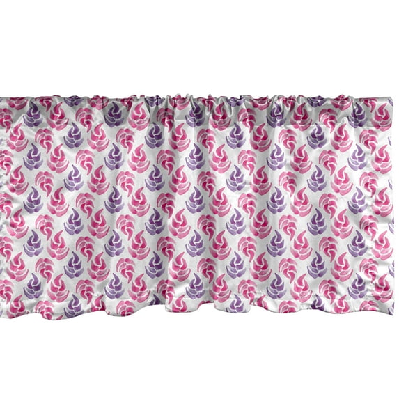 Ambesonne Watercolor Valance Pack of 2, Floral Handmade Motifs, 54"X18", Hot Pink Fuchsia White