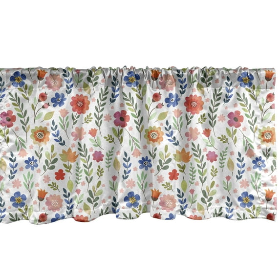 Ambesonne Watercolor Valance Pack of 2, Wildflowers Illustration, 42"X18", Multicolor
