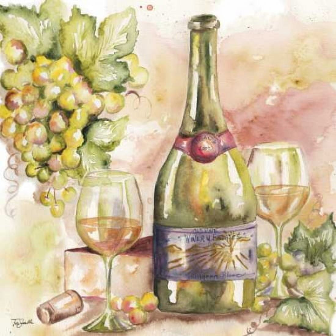 Watercolor Wine II Canvas Art - Tre Sorelle Studios (24 x 24)