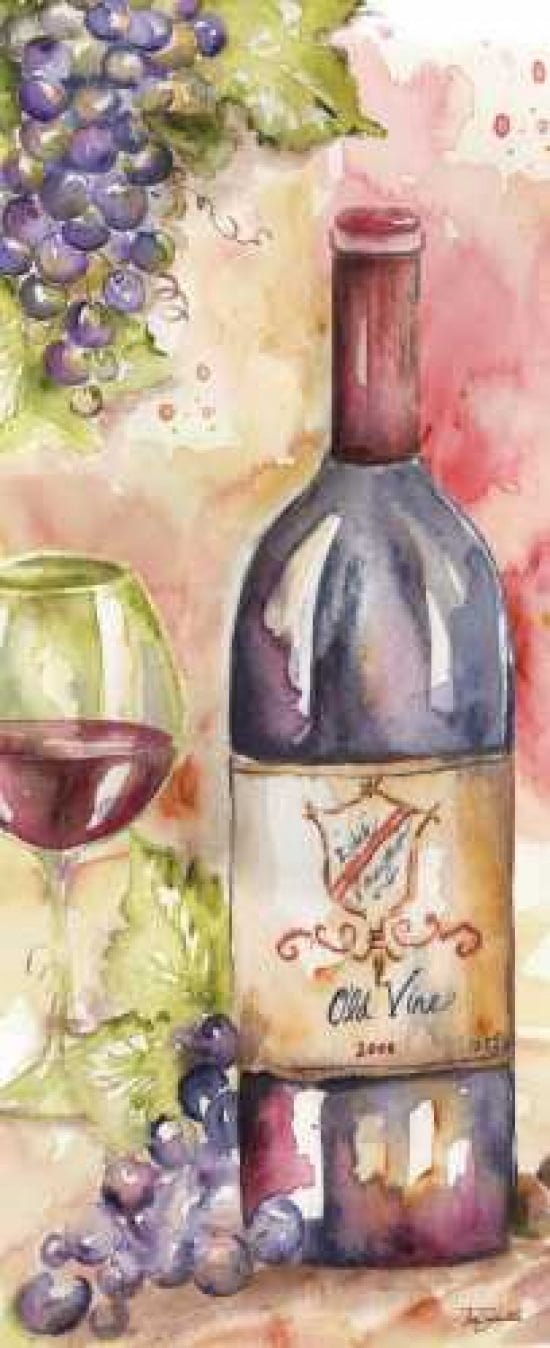 Watercolor Wine Panel I Canvas Art - Tre Sorelle Studios (24 x 48)