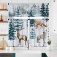 thumbnail image 1 of Watercolor Winter Christmas Landscape Window Curtains Set with Valance3pcs Forest Wild Animals Kitchen Curtains Sets Short Drape for Bathroom and Bedroom Living Room Window, 1 of 5