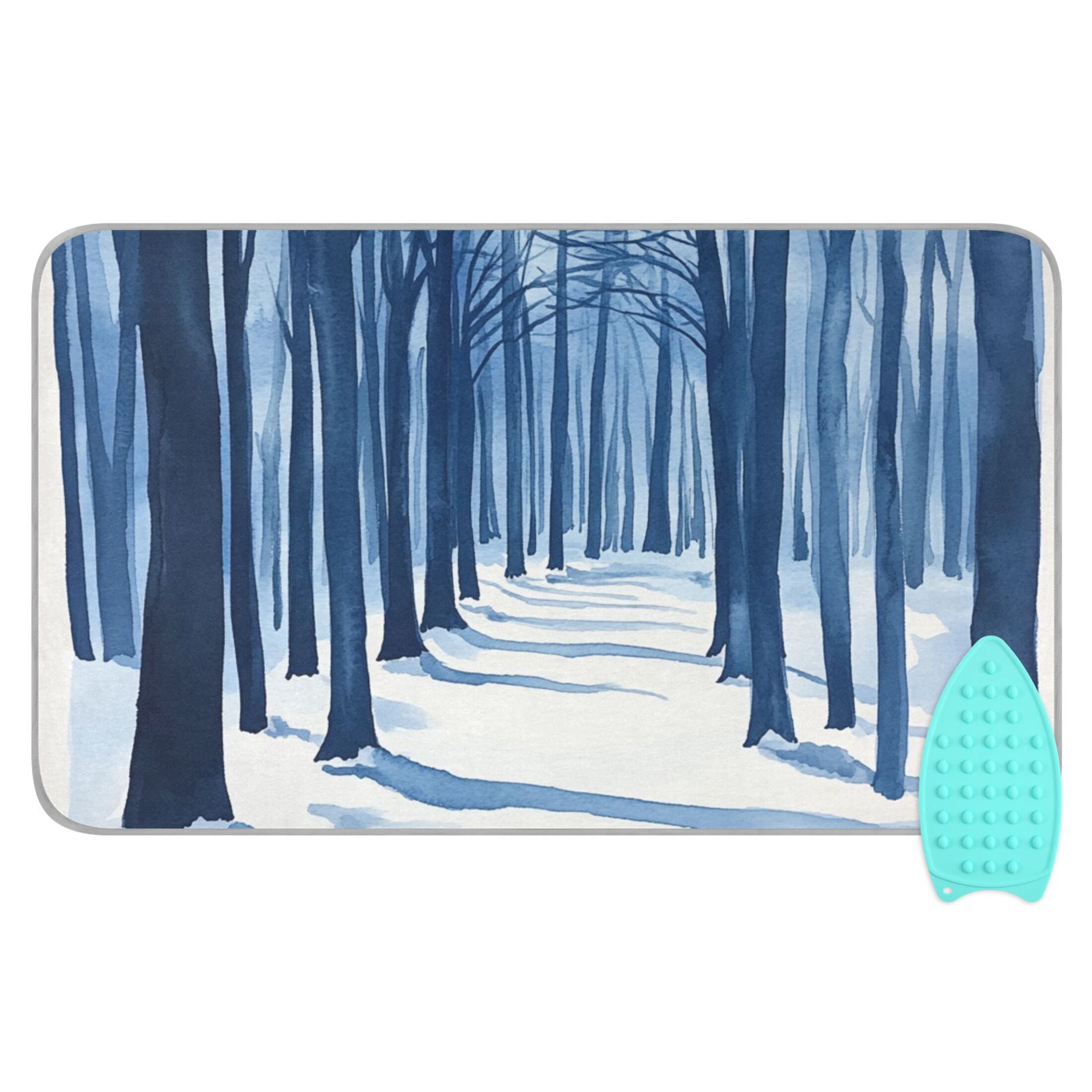 Watercolor Winter Forest Paths Ironing Mat Blanket for Table Top Travel Portable Ironing Board Pad 47.2x27.6 Inch