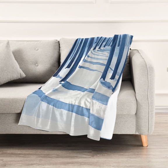 Watercolor Winter Forest Paths Throw Blanket 60" x 90" Soft and Warm Blankets for Couch Sofa and Bed
