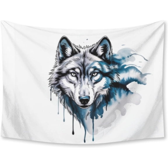 Watercolor Wolf Tapestry for Bedroom Wall Hanging Decor for Dorm Living Room College, 30" X 40" Indoor Outdoor