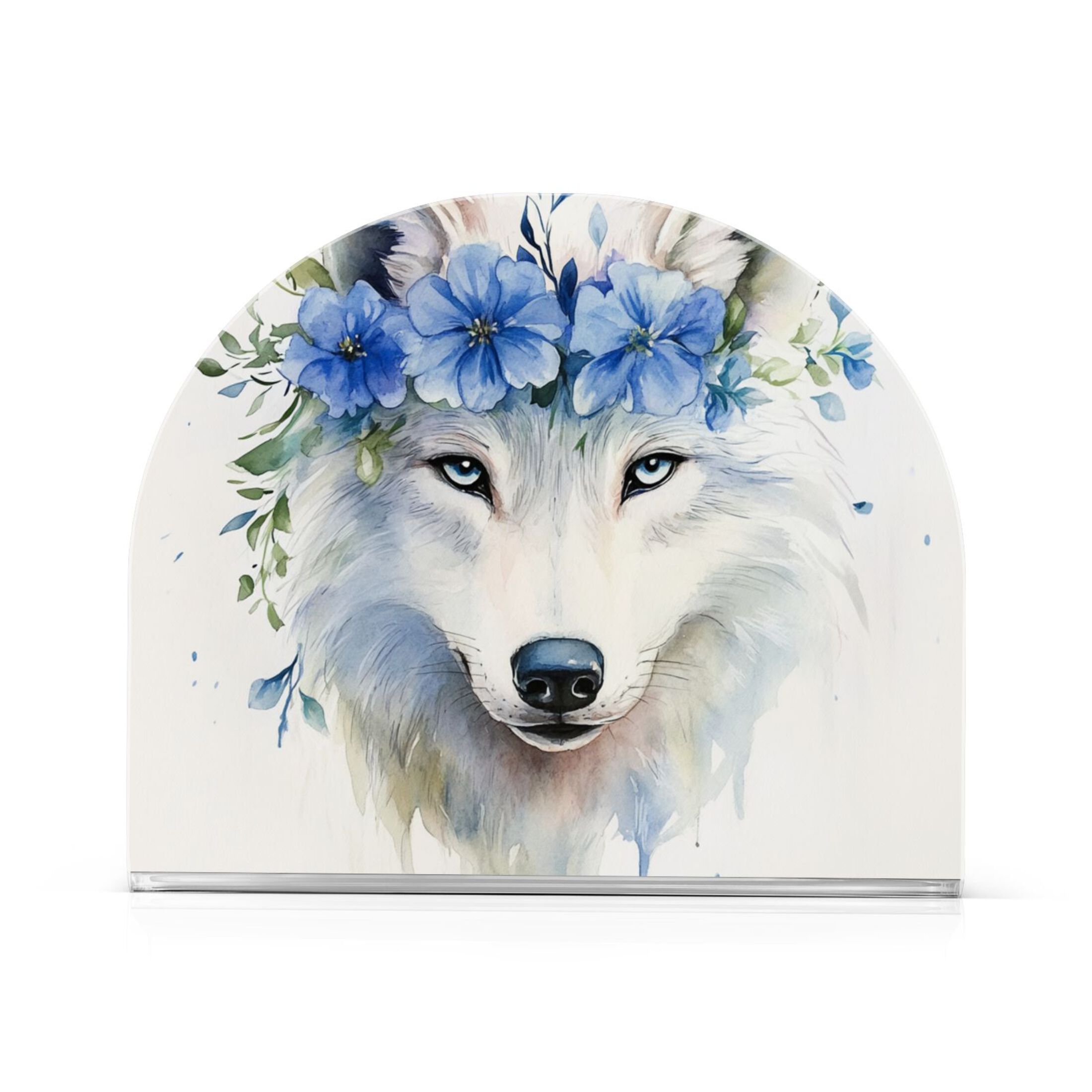 WOLF Wildlife Metal Napkin Holder - Black Powder Coated, 4.75"H X 7.25"W, Durable Decorative Table Accessory