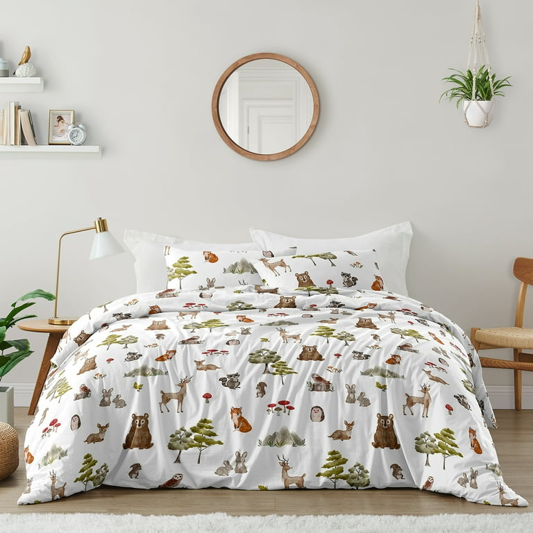 Watercolor Woodland Forest Animals Full Queen Bed Comforter Bedding Set Boy Girl Gender Neutral Unisex by Sweet Jojo Designs
