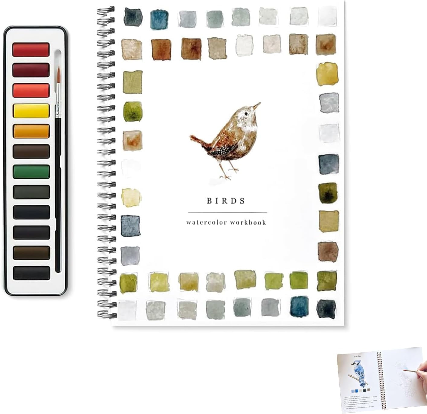 Watercolor Workbook For Beginners, Watercolor Coloring Book With 12-Color Paint, Water Color Drawing Book For Children Teens Adults