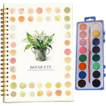 Watercolor Workbook, Water Coloring Book, Beginner Friendly Painting Kit, 16 Colors Watercolor Paint Set with Paint Brush, Nature-Themed Art Gift for All Watercolor Enthusiasts (Bouquets)
