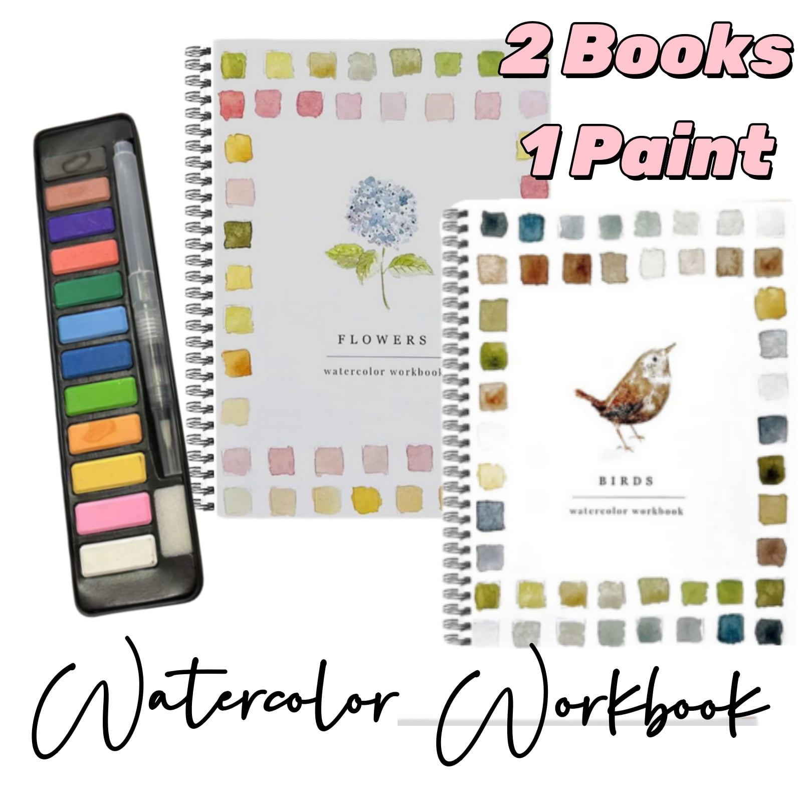 Watercolor Workbook for Beginners, 12 Colors Watercolor Paint Set, Art