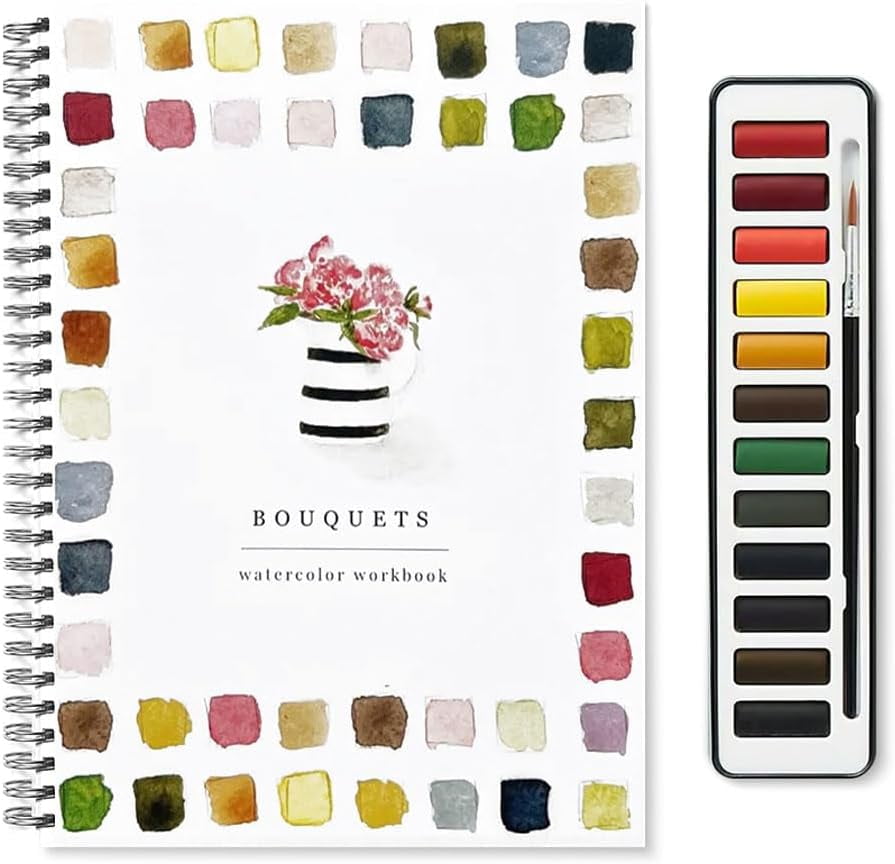 Cuaderno De Acuarela Para Principiantes - Set De 12 Colores Con Pincel, Formato Plegable Y Portátil