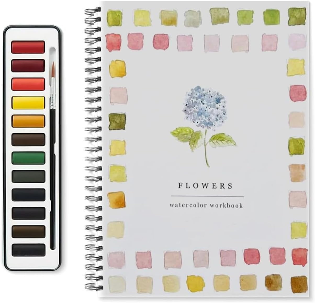 Watercolor Workbook Beginner Friendly Painting Kit With 12 Colors Watercolor Paint Set And Brush Nature-Themed Art Gift For Enthusiasts