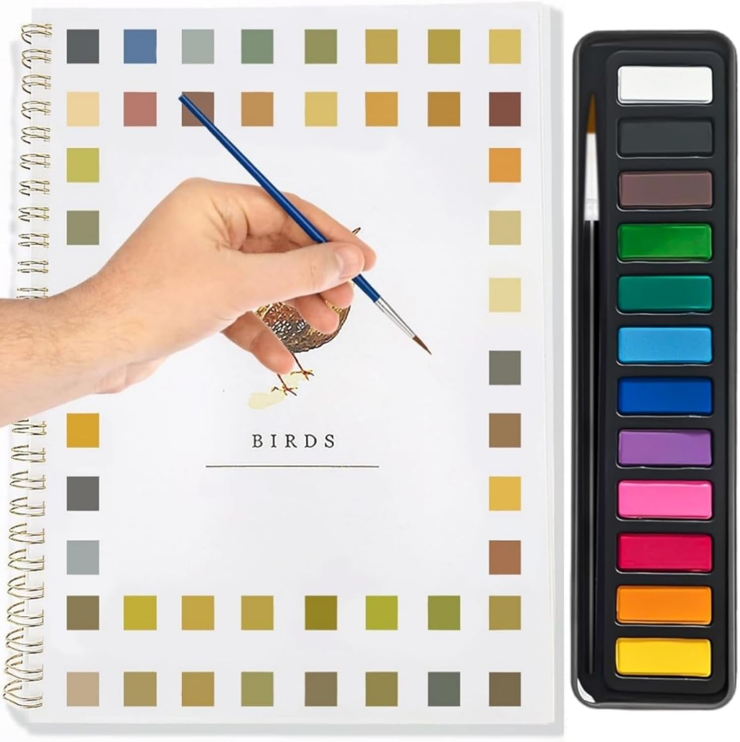 Watercolor Workbooks For Beginners - Painting Practice & Coloring Book Kit, Arts & Crafts Supplies Gift (Flower Theme)