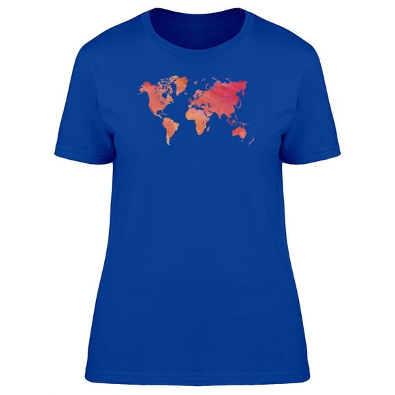 Watercolor World Map T-Shirt Women -Image by Shutterstock, Female Large