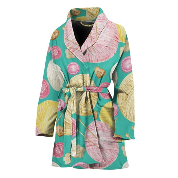 Watercolor Yarn Pattern Women Bathrobe One Size Univeral Fits Fashion Lightweight Plush Fleece Long Robe For Women