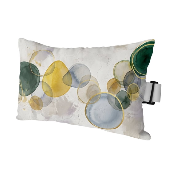Watercolor Yellow Green Circles Outdoor Pillow for Chaise Lounge Chair,Mid-Century Bubbles Waterproof Headrest Lumbar Pillows with Insert&Elastic Strap for Patio Pool Garden Chairs Decor,1 Pack
