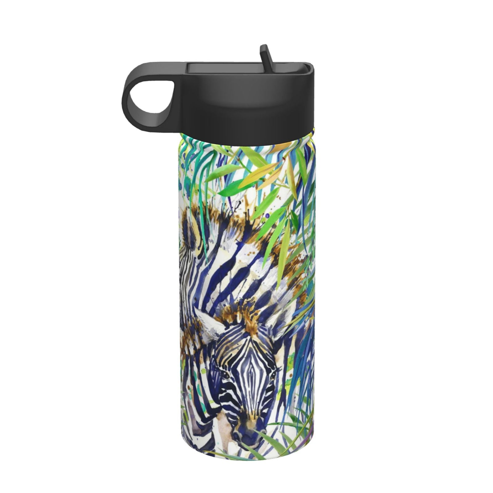 Watercolor Zebra 18 oz Water Bottle Insulated Water Bottles Stainless