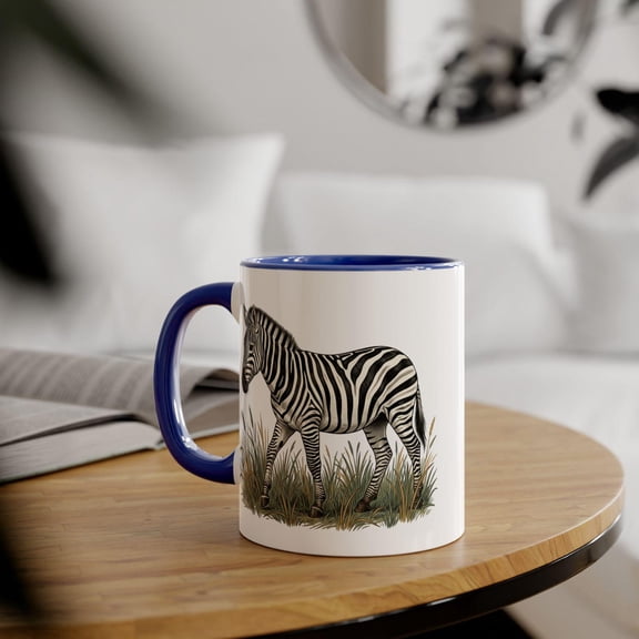 Watercolor Zebra Illustration Mug | Accent Coffee Mug, 11oz
