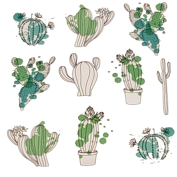 Watercolor cactus nail art water decals fingernail art