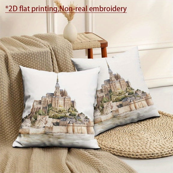 Watercolor clip art pillow cover soft short plush cushion cover, suitable for living room sofa/sofa bed/bedroom decoration, suitable for a variety of room styles