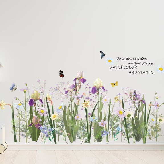 Watercolor flamingo wall stickers, plant flamingo stickers, plant decals, pink flamingo wall stickers Transparent decal Peel and Stick Removable Wall Stickers for Living Room Bedroom TV Wall