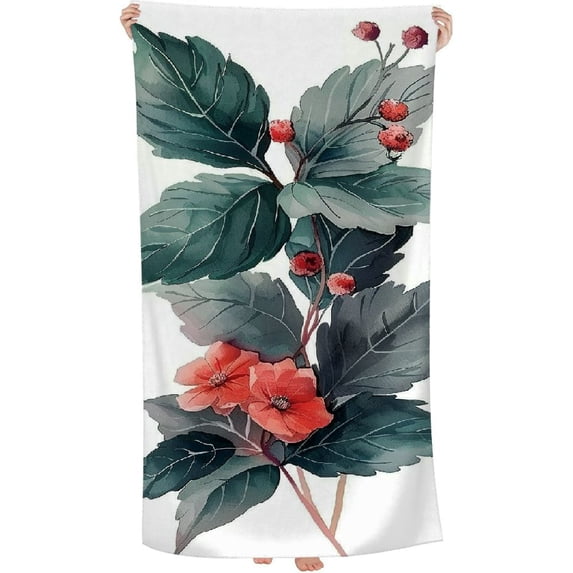 Watercolor fruit painting ultra-fine fiber towel, super soft and fast drying, absorbent towel, lightweight towel, suitable for women and girls outdoor bathroom swimming 30x60 inches