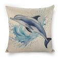 thumbnail image 1 of Watercolor painting of dolphins Linen toss pillowcase decoration pillowcase gifting preferred 20x20 inch cushion cover sofa pillowcase sofa bedroom living room car, 1 of 8