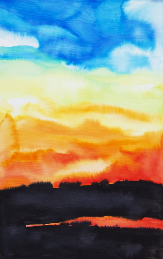 Watercolor painting of a lake of fire Canvas Art - Tara Thelen Design Pics (12 x 19)