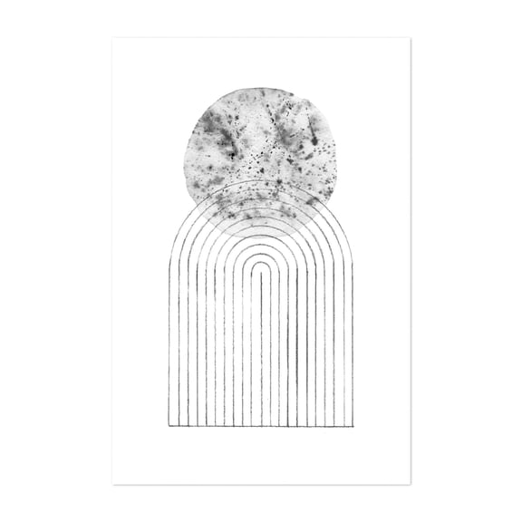 Watercolor shape and line arch - Line Drawing Abstract Minimalist Geometric Black and White Modern Art Line Art Watercolor Unframed Wall Art Print 8 x 12 inches