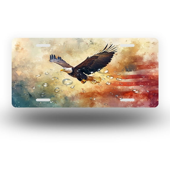 Watercolor style Soaring Eagle Front License Plate, Funny Standard Plates Personalized Novelty Decorative For Men/Women/Boys/Girls Car 6×12 Inch