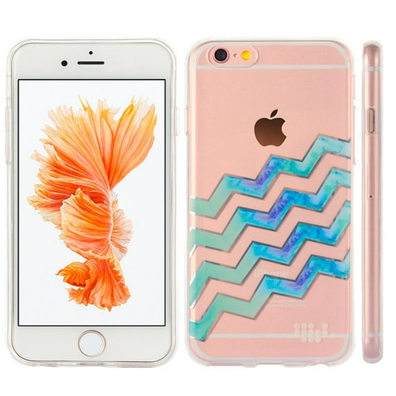 Watercolored Painting TPU Skin Case for Apple iPhone 6 / 6S With Drop and Scratch Resistant, Shock Proof TPU Casing (Waves)
