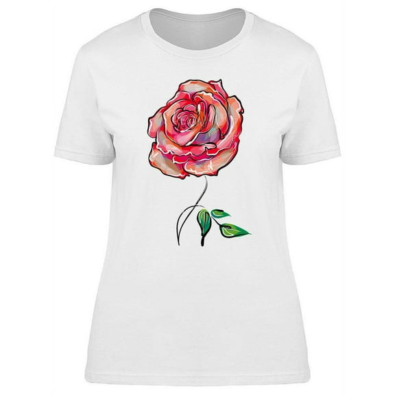 Watercolored Red Rose T-Shirt Women -Image by Shutterstock, Female Large