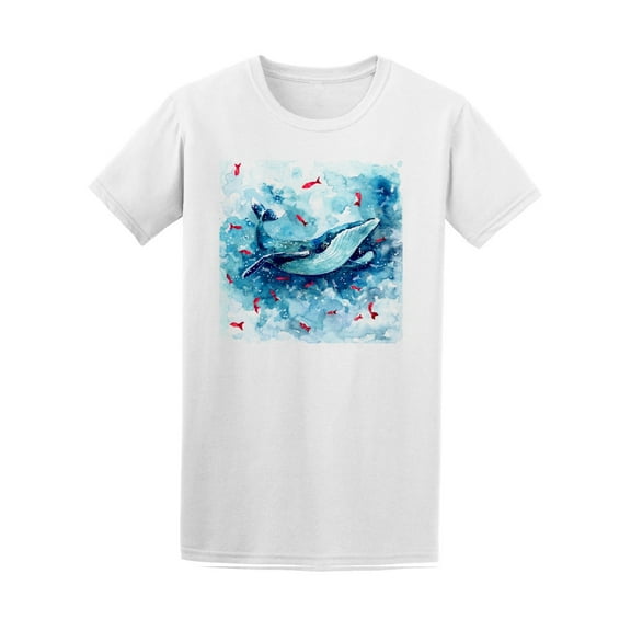 Watercolored Whale T-Shirt Men -Image by Shutterstock, Male 4X-Large