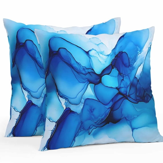 Watercolors Blue Printing Outdoor Pillow Covers Pack of 2 Modrn Art Waterproof Throw Pillow Covers Decorative Cushion Cases for Patio Garden Tent Balcony Couch 26x26 inch