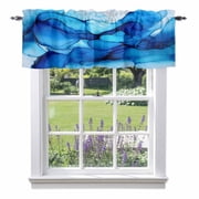 Watercolors Blue Printing Valances for Windows, Modrn Art Valance Window Treatment Rod Pocket Short Curtains Valances for Kitchen Bathroom 54"W x 18"L