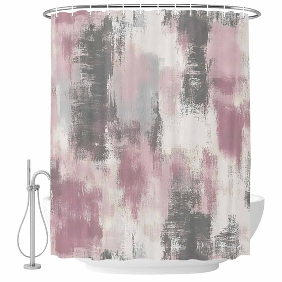 Watercolors Pink Gray Fabric Shower Curtain Abstract Art Washable Shower Curtains for Bathroom, Waterproof Bath Curtain with Hooks Home Decor 72x84in