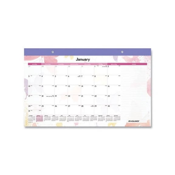 Watercolors Recycled Monthly Desk Pad Calendar 17.75 x 11, 2022